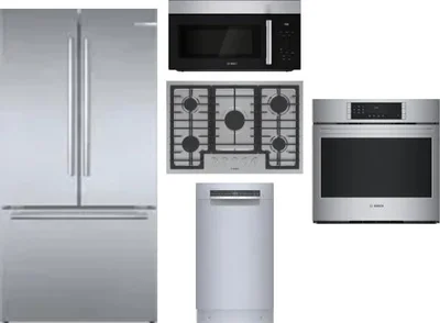 5 Piece Package Includes Refrigerator, Cooktop, Wall Oven, Microwave And Dishwasher