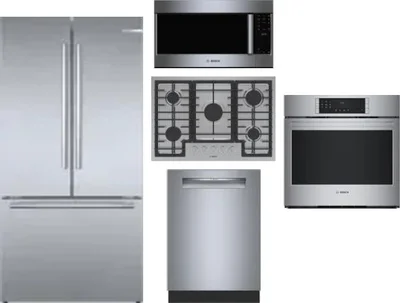 5 Piece Package Includes Refrigerator, Cooktop, Wall Oven, Microwave And Dishwasher