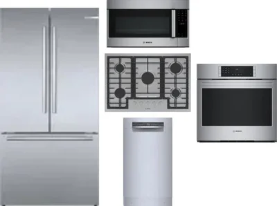 5 Piece Package Includes Refrigerator, Cooktop, Wall Oven, Microwave And Dishwasher