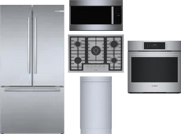 5 Piece Package Includes Refrigerator, Cooktop, Wall Oven, Microwave And Dishwasher