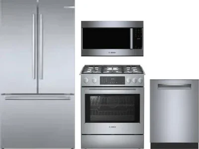 4 Piece Package Includes Refrigerator, Range, Microwave And Dishwasher