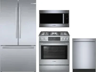 4 Piece Package Includes Refrigerator, Range, Microwave And Dishwasher