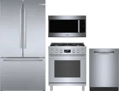 4 Piece Package Includes Refrigerator, Range, Microwave And Dishwasher