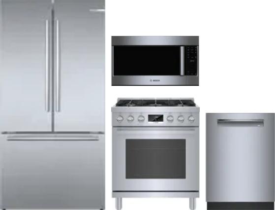 4 Piece Package Includes Refrigerator, Range, Microwave And Dishwasher