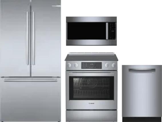 4 Piece Package Includes Refrigerator, Range, Microwave And Dishwasher