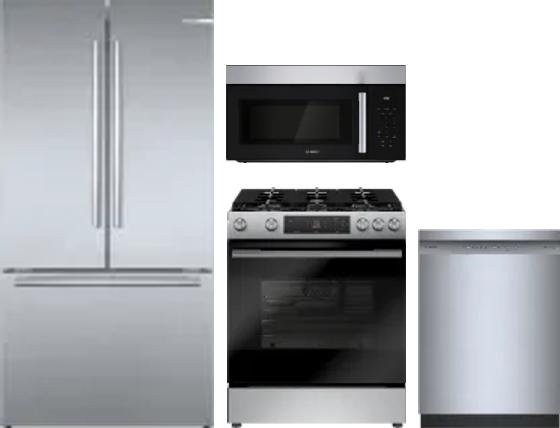 4 Piece Package Includes Refrigerator, Range, Microwave And Dishwasher