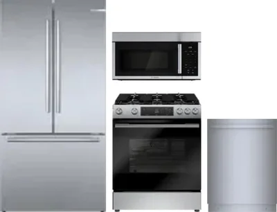 4 Piece Package Includes Refrigerator, Range, Microwave And Dishwasher