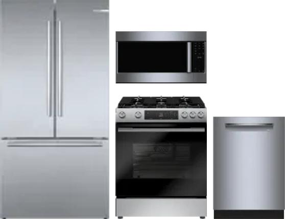 4 Piece Package Includes Refrigerator, Range, Microwave And Dishwasher