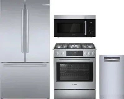 4 Piece Package Includes Refrigerator, Range, Microwave And Dishwasher