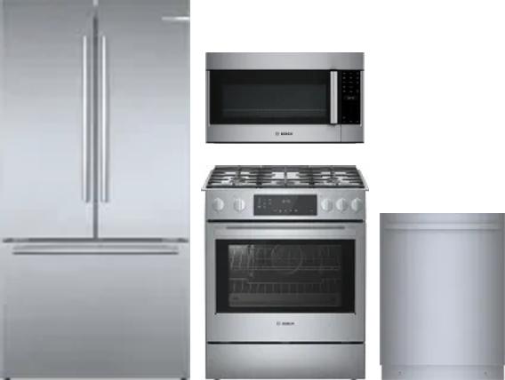 4 Piece Package Includes Refrigerator, Range, Microwave And Dishwasher