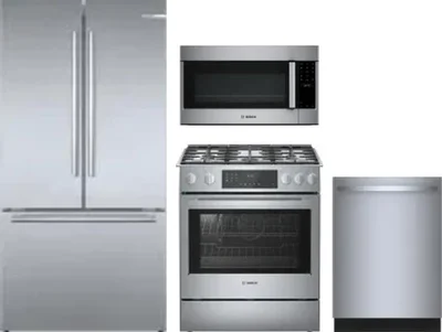 4 Piece Package Includes Refrigerator, Range, Microwave And Dishwasher