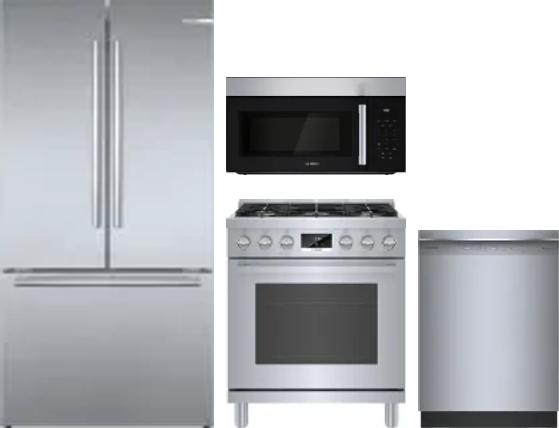 4 Piece Package Includes Refrigerator, Range, Microwave And Dishwasher