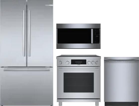 4 Piece Package Includes Refrigerator, Range, Microwave And Dishwasher