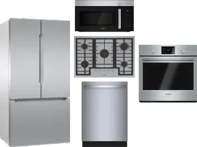 5 Piece Package Includes Refrigerator, Cooktop, Wall Oven, Microwave And Dishwasher