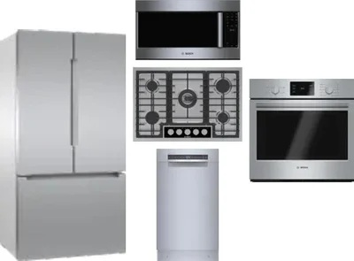 5 Piece Package Includes Refrigerator, Cooktop, Wall Oven, Microwave And Dishwasher