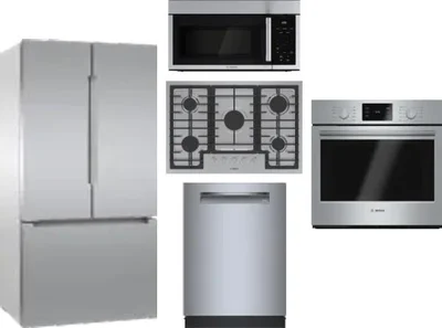 5 Piece Package Includes Refrigerator, Cooktop, Wall Oven, Microwave And Dishwasher