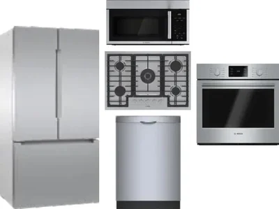 5 Piece Package Includes Refrigerator, Cooktop, Wall Oven, Microwave And Dishwasher