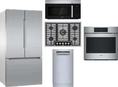 5 Piece Package Includes Refrigerator, Cooktop, Wall Oven, Microwave And Dishwasher