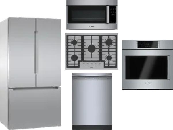5 Piece Package Includes Refrigerator, Cooktop, Wall Oven, Microwave And Dishwasher