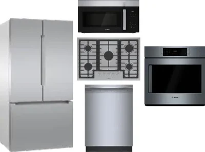 5 Piece Package Includes Refrigerator, Cooktop, Wall Oven, Microwave And Dishwasher