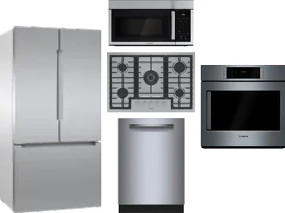 5 Piece Package Includes Refrigerator, Cooktop, Wall Oven, Microwave And Dishwasher