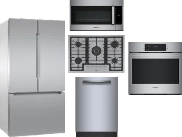 5 Piece Package Includes Refrigerator, Cooktop, Wall Oven, Microwave And Dishwasher