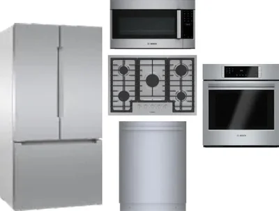 5 Piece Package Includes Refrigerator, Cooktop, Wall Oven, Microwave And Dishwasher