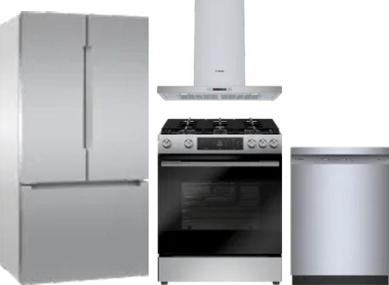 4 Piece Package Includes Refrigerator, Range, Hood And Dishwasher