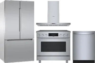4 Piece Package Includes Refrigerator, Range, Hood And Dishwasher