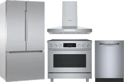 4 Piece Package Includes Refrigerator, Range, Hood And Dishwasher