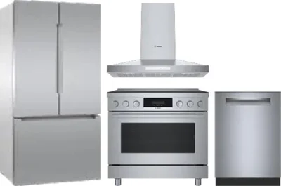 4 Piece Package Includes Refrigerator, Range, Hood And Dishwasher