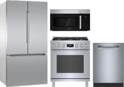 4 Piece Package Includes Refrigerator, Range, Microwave And Dishwasher