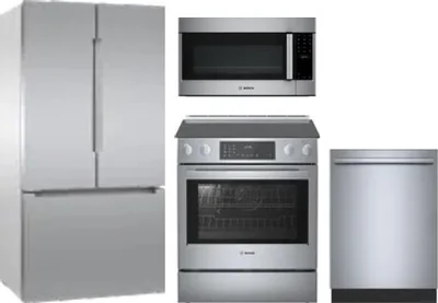 4 Piece Package Includes Refrigerator, Range, Microwave And Dishwasher