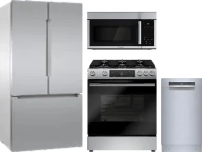 4 Piece Package Includes Refrigerator, Range, Microwave And Dishwasher