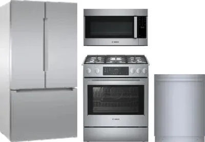 4 Piece Package Includes Refrigerator, Range, Microwave And Dishwasher