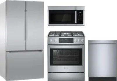4 Piece Package Includes Refrigerator, Range, Microwave And Dishwasher