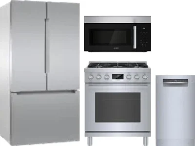 4 Piece Package Includes Refrigerator, Range, Microwave And Dishwasher