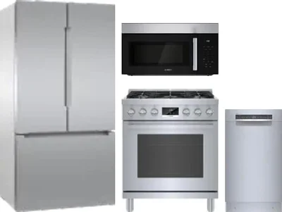 4 Piece Package Includes Refrigerator, Range, Microwave And Dishwasher