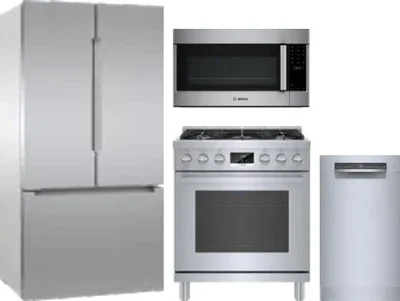 4 Piece Package Includes Refrigerator, Range, Microwave And Dishwasher