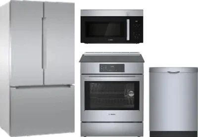 4 Piece Package Includes Refrigerator, Range, Microwave And Dishwasher