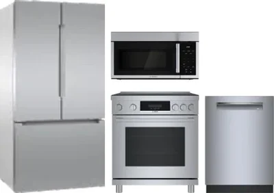 4 Piece Package Includes Refrigerator, Range, Microwave And Dishwasher