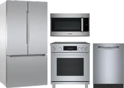 4 Piece Package Includes Refrigerator, Range, Microwave And Dishwasher
