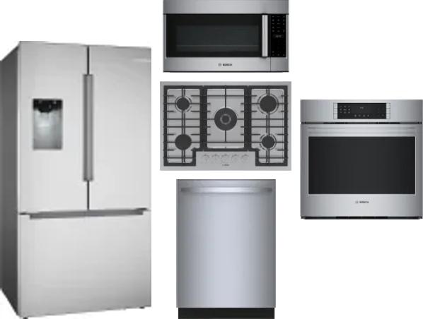 5 Piece Package Includes Refrigerator, Cooktop, Wall Oven, Microwave And Dishwasher