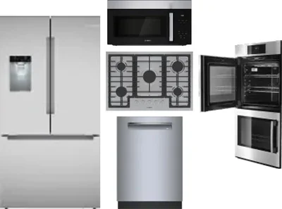 5 Piece Package Includes Refrigerator, Cooktop, Wall Oven, Microwave And Dishwasher