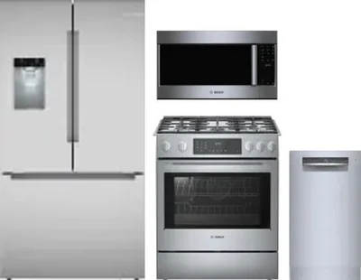 4 Piece Package Includes Refrigerator, Range, Microwave And Dishwasher