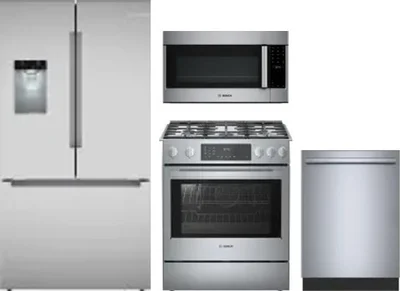 4 Piece Package Includes Refrigerator, Range, Microwave And Dishwasher