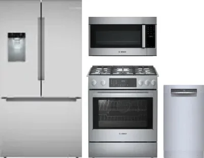 4 Piece Package Includes Refrigerator, Range, Microwave And Dishwasher