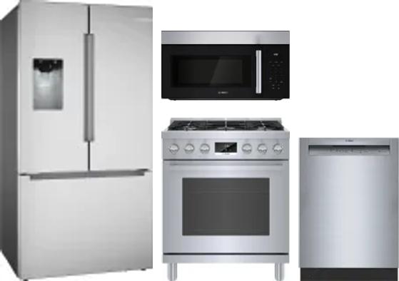 4 Piece Package Includes Refrigerator, Range, Microwave And Dishwasher