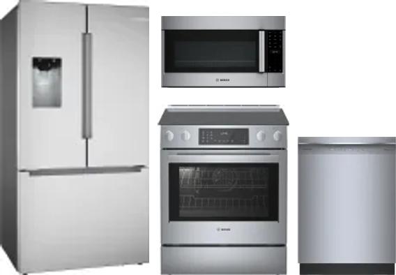 4 Piece Package Includes Refrigerator, Range, Microwave And Dishwasher