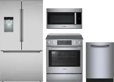 4 Piece Package Includes Refrigerator, Range, Microwave And Dishwasher